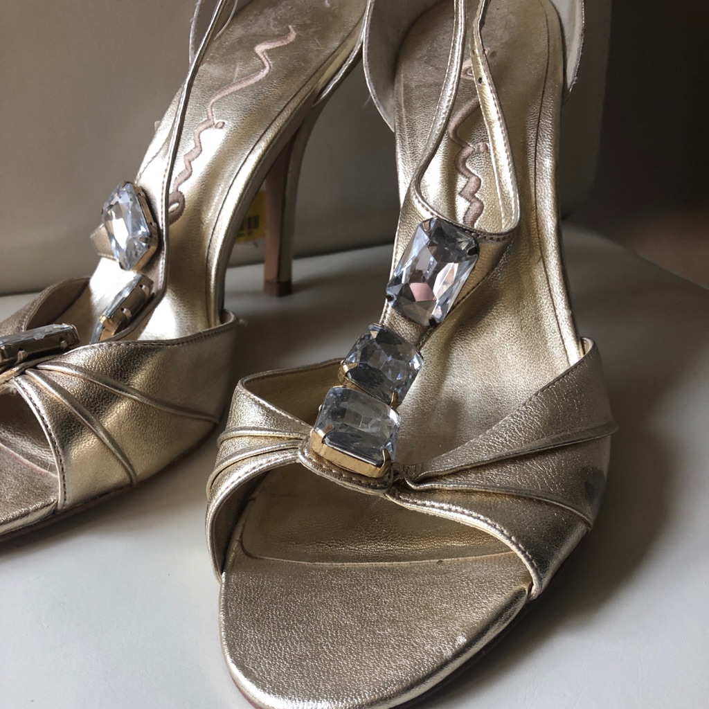 Nina Gold Heels With Gems
